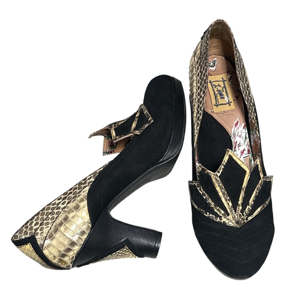 MISS L FIRE Vintage Inspired Suede Leather Heels